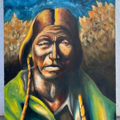
Original Oil On Canvas Vibrant Portrait (as Is)