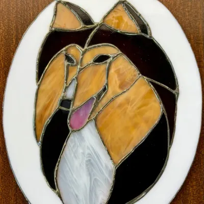 Stained Glass Collie Dog Wall Hanging