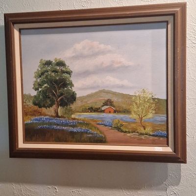 Sale Photo Thumbnail #42: Texas Landscape Oil Painting with Bluebonnets