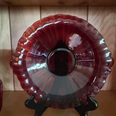 Sale Photo Thumbnail #509: Avon Cape Cod Ruby Red Goblet and Plate