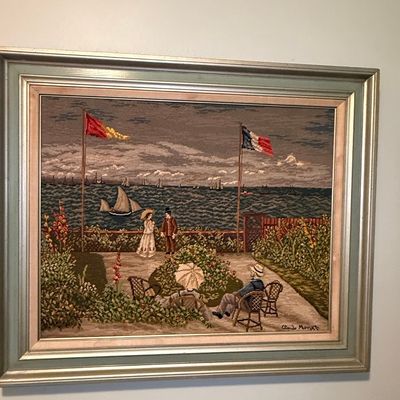 Sale Photo Thumbnail #53: Claude Monet 'Terrace at Sainte-Adresse' Needlepoint Tapestry Reproduction