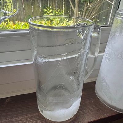 Sale Photo Thumbnail #473: Vintage Etched Clipper Ship Glass Pitcher