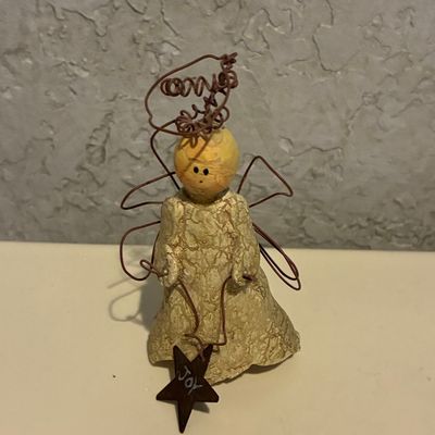 Sale Photo Thumbnail #960: Primitive Style Folk Art Angel Figurine with 'JOY' Star