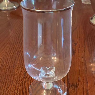 Sale Photo Thumbnail #912: Fostoria Moonspun Iced Tea Glass with Platinum Trim