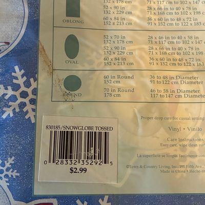 Sale Photo Thumbnail #887: Town & Country Home Snowglobe Tossed Flannel Backed Vinyl Tablecloth