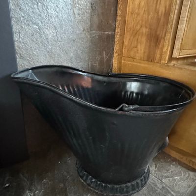 Sale Photo Thumbnail #267: Vintage Black Metal Coal Hod with Handle