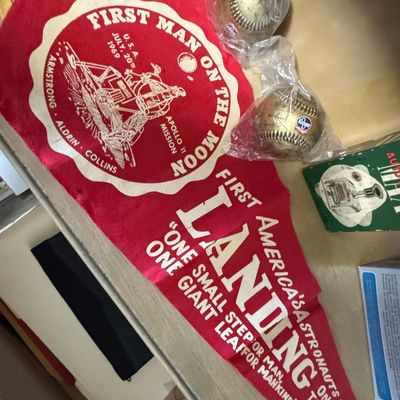 Sale Photo Thumbnail #69: Apollo 11 First Man on the Moon Commemorative Pennant - Red