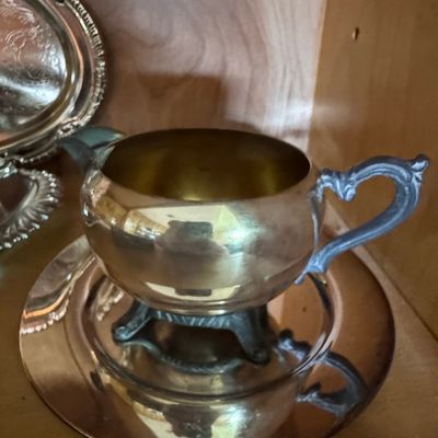 Sale Photo Thumbnail #461: Silver-Plated Creamer and Salt & Pepper Set with Trays
