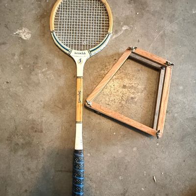 Sale Photo Thumbnail #446: Spalding Pancho Gonzales Autograph Model Tennis Racket with Press