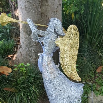 Sale Photo Thumbnail #151: Lighted Mesh Angel Christmas Yard Decoration with Trumpet