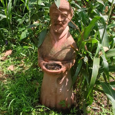 Sale Photo Thumbnail #113: Terracotta Monk Garden Statue Bird Feeder