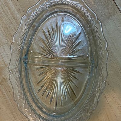 Sale Photo Thumbnail #848: Jeannette Glass Sunburst Herringbone Divided Relish Dish