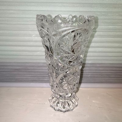 Sale Photo Thumbnail #133: American Brilliant Period Cut Glass Vase with Pinwheel and Hobstar Patterns