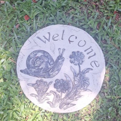 Sale Photo Thumbnail #645: Snail and Flowers Welcome Garden Stepping Stone