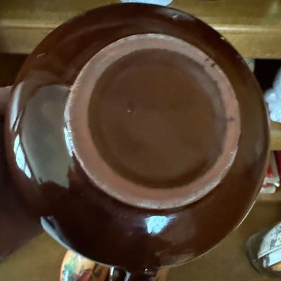Sale Photo Thumbnail #928: Vintage Brown Drip Glaze Bean Pot