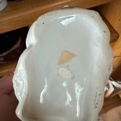 Sale Photo Thumbnail #901: Vintage White Ceramic Cat Holding Kitten Planter