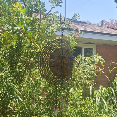 Sale Photo Thumbnail #569: Metal Butterfly Wind Spinner with Glass Accents