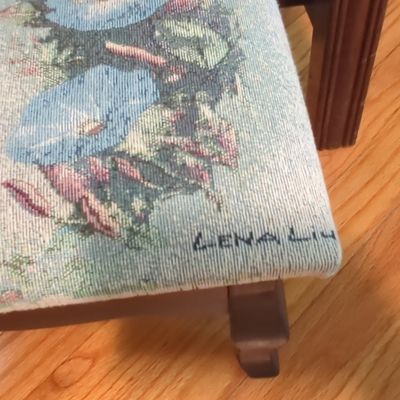 Sale Photo Thumbnail #189: Lena Liu Hummingbird and Morning Glory Footstool
