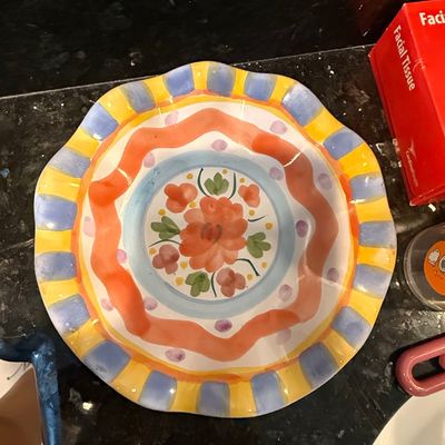 Sale Photo Thumbnail #421: Hand-Painted Majolica Style Pedestal Bowl