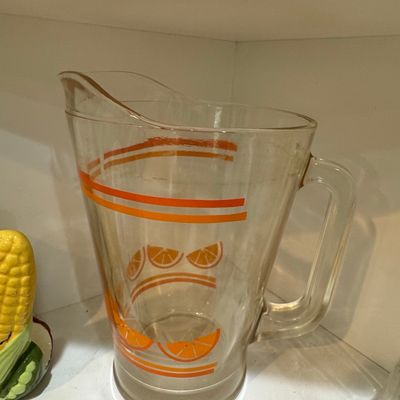 Sale Photo Thumbnail #566: Vintage Orange Slice Glass Pitcher - Libbey or Crisa