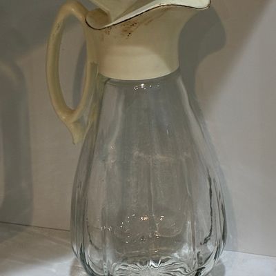 Sale Photo Thumbnail #948: Vintage Log Cabin Syrup Dispenser Pitcher