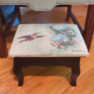 Sale Photo Thumbnail #187: Lena Liu Hummingbird and Morning Glory Footstool