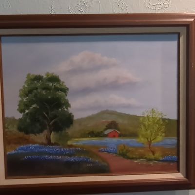 Sale Photo Thumbnail #135: Texas Bluebonnet Landscape Oil Painting