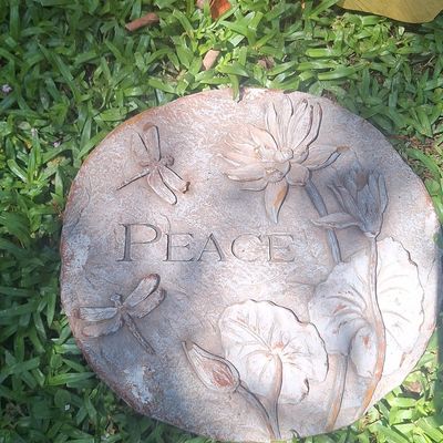Sale Photo Thumbnail #801: Decorative Garden Stepping Stone - Peace Lotus and Dragonfly
