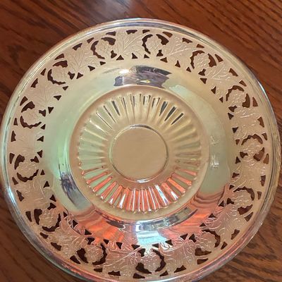 Sale Photo Thumbnail #425: Vintage Silver-Plated Pierced Grapevine Bonbon Dish