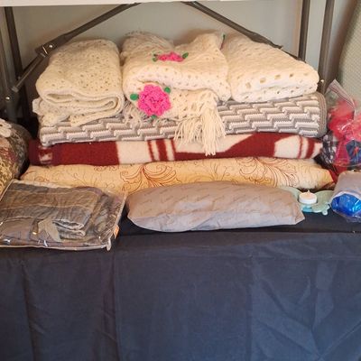 Sale Photo Thumbnail #64: Assorted Vintage and Modern Textiles Collection with Handmade Crochet Accents