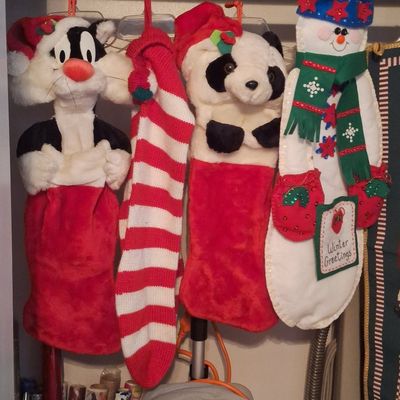 Sale Photo Thumbnail #185: Vintage Looney Tunes Sylvester Christmas Stocking and Other Character Stockings