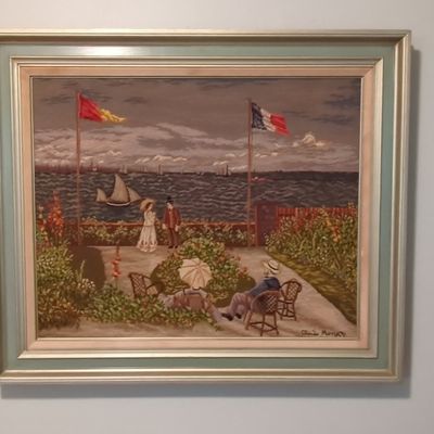 Sale Photo Thumbnail #58: Needlepoint Tapestry of Claude Monet's 'Garden at Sainte-Adresse' - Cross-stitch