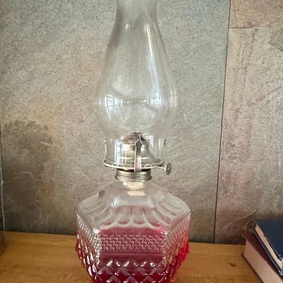 Sale Photo Thumbnail #437: Anchor Hocking Wexford Ruby Red Flashed Oil Lamp