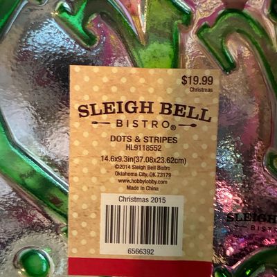 Sale Photo Thumbnail #977: Sleigh Bell Bistro Christmas Candy Cane Platter