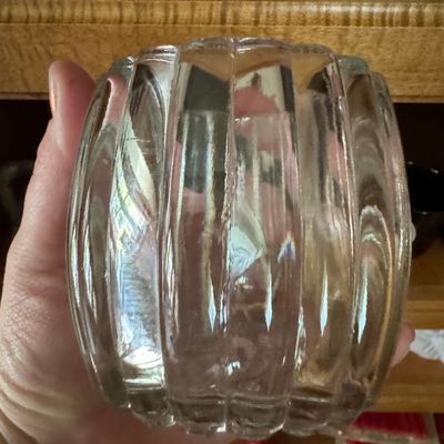 Sale Photo Thumbnail #924: Vintage Jeannette National Clear Glass Ribbed Hobnail Bottom Relish Jar (No Lid)