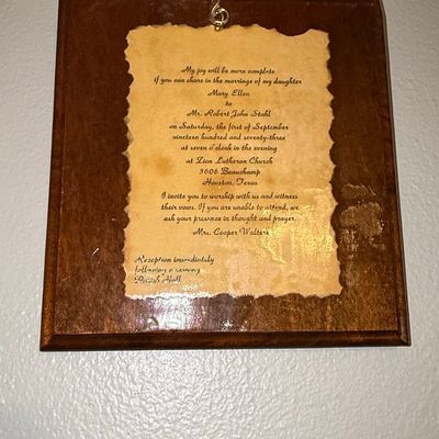 Sale Photo Thumbnail #690: Vintage Wedding Invitation Plaque with Treble Clef Hanger