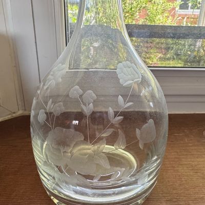 Sale Photo Thumbnail #352: Vintage Etched Floral Crystal Decanter - Toscany