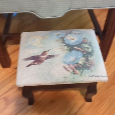 Sale Photo Thumbnail #186: Lena Liu Hummingbird and Morning Glory Footstool