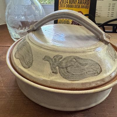 Sale Photo Thumbnail #173: Studio Pottery Covered Casserole Dish Signed J. Paul
