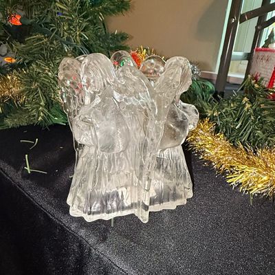 Sale Photo Thumbnail #621: Vintage Crystal Angel Choir Votive Candle Holder