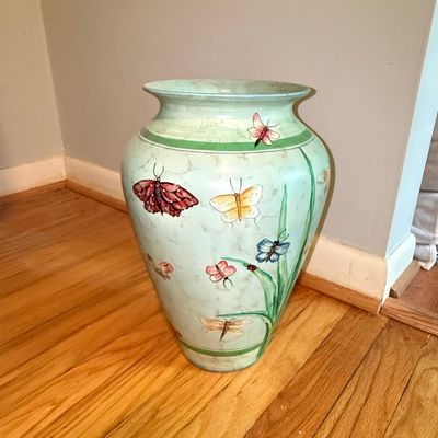 Sale Photo Thumbnail #326: Andrea by Sadek Hand-Painted Butterfly Motif Ceramic Vase