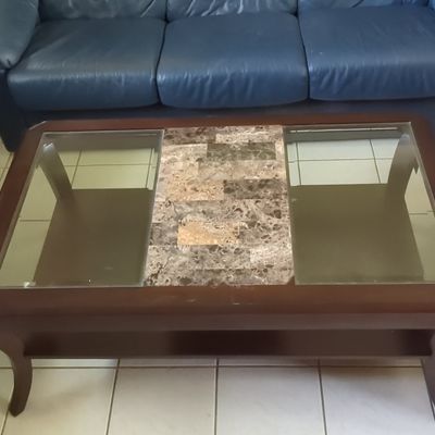 Sale Photo Thumbnail #34: Contemporary Coffee Table with Inset Stone and Glass