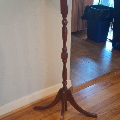 Sale Photo Thumbnail #371: Vintage Pedestal Plant Stand with Turned Column and Tripod Base