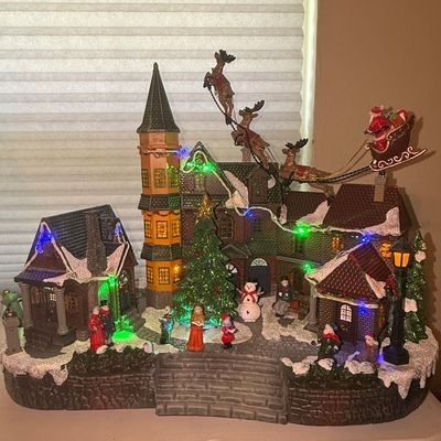 Sale Photo Thumbnail #257: Animated Christmas Village Scene with Santa Sleigh