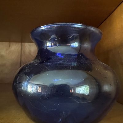 Sale Photo Thumbnail #930: Vintage Indiana Glass Cobalt Blue Swirl Vase