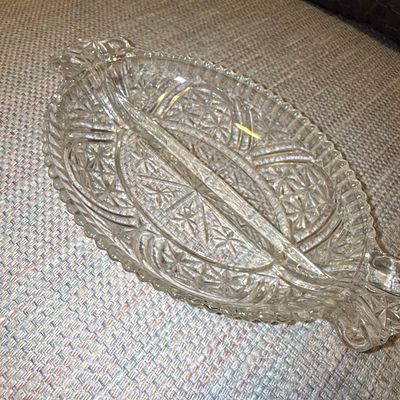 Sale Photo Thumbnail #907: Anchor Hocking Stars & Bars Divided Relish Dish