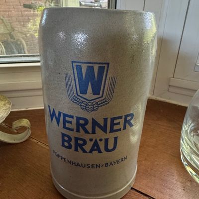 Sale Photo Thumbnail #588: Werner Bräu Poppenhausen Stoneware Beer Stein