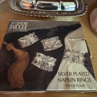Sale Photo Thumbnail #572: Codinger 20th Century Baroque Silver Plated Napkin Rings