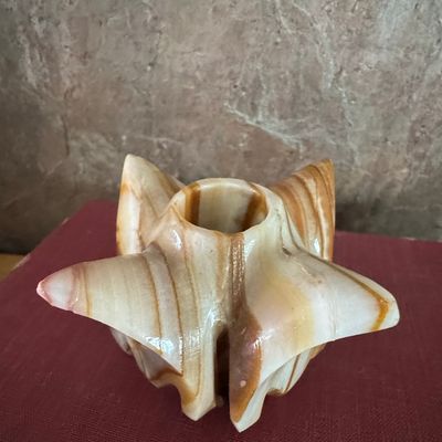 Sale Photo Thumbnail #316: Carved Onyx Tulip Flower Candle Holder