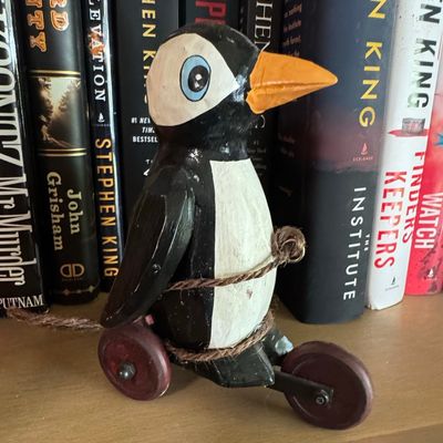 Sale Photo Thumbnail #389: Vintage Hand-Carved Wooden Penguin Pull Toy - Made in Austria